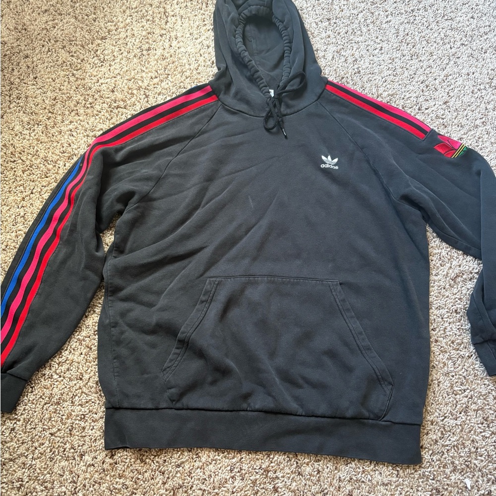 Adidas Men's Hoodie with Red and Blue Accents